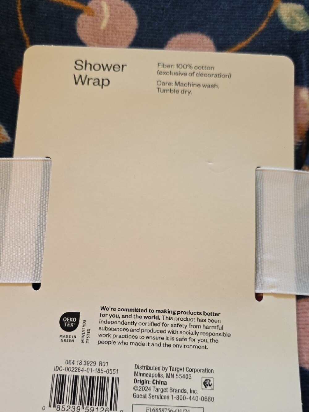 room essentials Blue Cherry-Print Shower Wrap - Picture 4 of 5